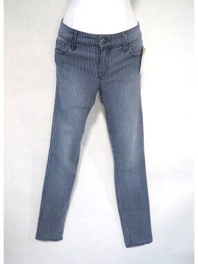 Level 99 Blue & Gray Striped Liza Skinny Jeans, Size 27